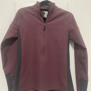 Orvis women’s Burgundy and Dark Gray Zip-Up Sweater